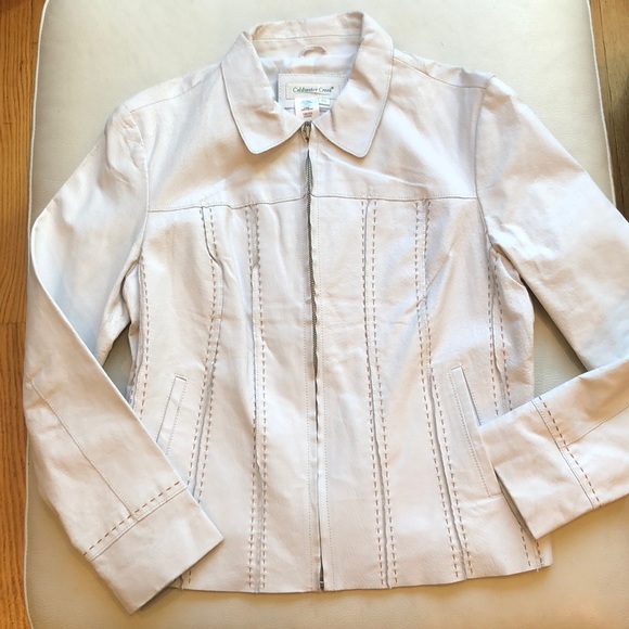 Coldwater Creek Jackets & Blazers - Coldwater Creek cream leather jacket - Host pick🎉🛍️🎈🎊